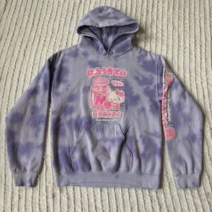 Hello Kitty by Sanrio Purple Tie Dye Strawberry Milk Hoodie Sweatshirt Sz Small